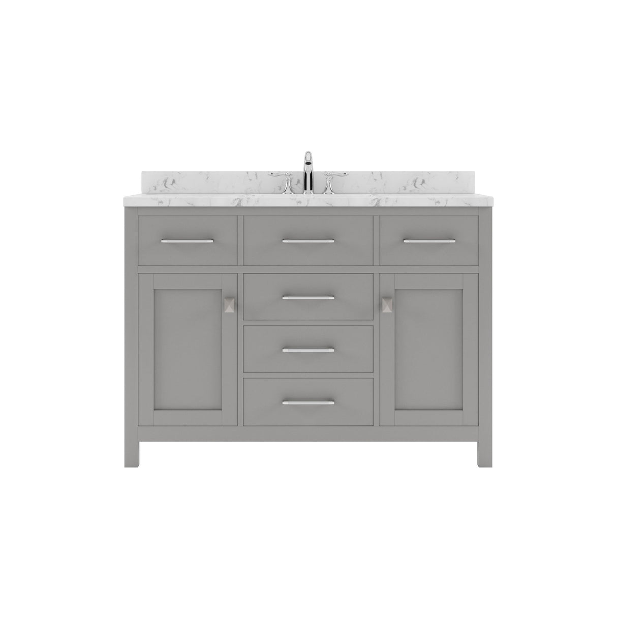 Virtu USA Caroline 48" Single Bath Vanity in Gray with White Quartz Top and Round Sink - Luxe Bathroom Vanities