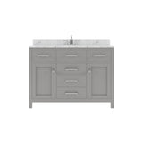 Virtu USA Caroline 48" Single Bath Vanity in Gray with White Quartz Top and Round Sink - Luxe Bathroom Vanities