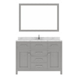 Virtu USA Caroline 48" Single Bath Vanity in Cashmere Gray with White Quartz Top and Round Sink with Brushed Nickel Faucet with Matching Mirror - Luxe Bathroom Vanities