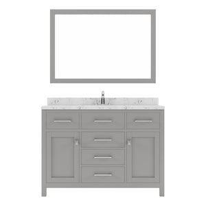 Virtu USA Caroline 48" Single Bath Vanity in Cashmere Gray with White Quartz Top and Round Sink with Polished Chrome Faucet with Matching Mirror - Luxe Bathroom Vanities