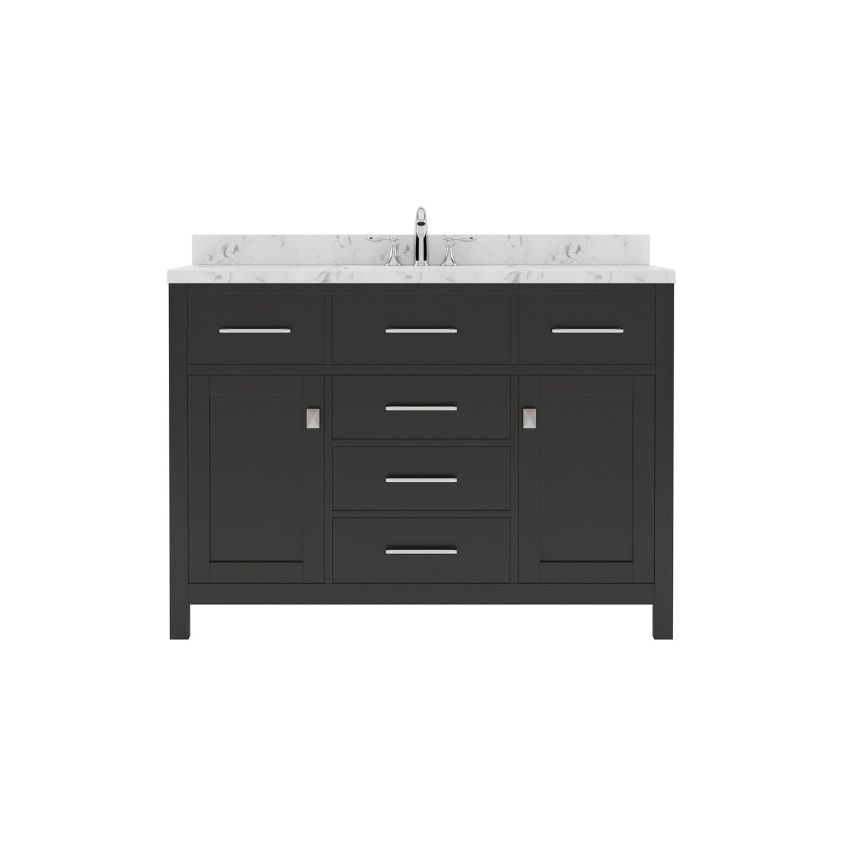 Virtu USA Caroline 48" Single Bath Vanity in Gray with White Quartz Top and Round Sink - Luxe Bathroom Vanities