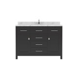 Virtu USA Caroline 48" Single Bath Vanity in Gray with White Quartz Top and Round Sink - Luxe Bathroom Vanities