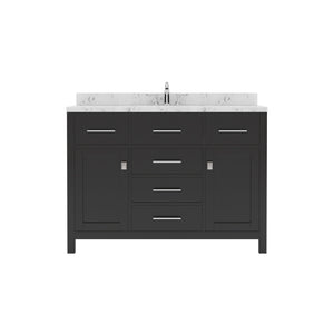Virtu USA Caroline 48" Single Bath Vanity in Gray with White Quartz Top and Round Sink - Luxe Bathroom Vanities