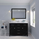 Virtu USA Caroline 48" Single Bath Vanity with White Quartz Top and Round Sink with Polished Chrome Faucet with Matching Mirror