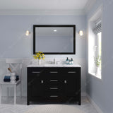 Virtu USA Caroline 48" Single Bath Vanity with White Quartz Top and Round Sink with Brushed Nickel Faucet with Matching Mirror