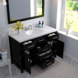 Virtu USA Caroline 48" Single Bath Vanity with White Quartz Top and Round Sink with Brushed Nickel Faucet with Matching Mirror