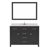 Virtu USA Caroline 48" Single Bath Vanity in Cashmere Gray with White Quartz Top and Round Sink with Brushed Nickel Faucet with Matching Mirror - Luxe Bathroom Vanities