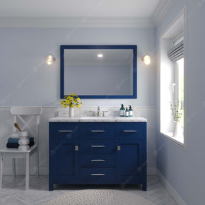 Virtu USA Caroline 48" Single Bath Vanity with White Quartz Top and Round Sink with Polished Chrome Faucet with Matching Mirror