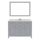 Virtu USA Caroline 48" Single Bath Vanity in Cashmere Gray with White Quartz Top and Round Sink with Brushed Nickel Faucet with Matching Mirror - Luxe Bathroom Vanities