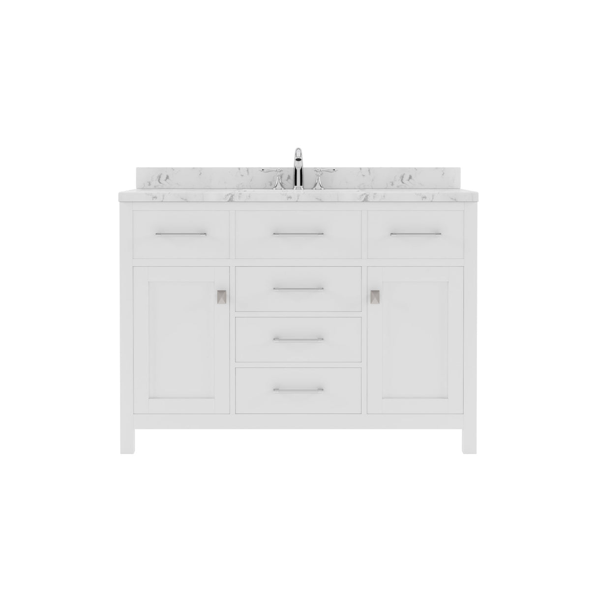 Virtu USA Caroline 48" Single Bath Vanity in Gray with White Quartz Top and Round Sink - Luxe Bathroom Vanities