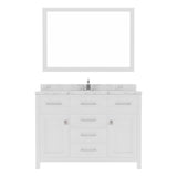 Virtu USA Caroline 48" Single Bath Vanity in Cashmere Gray with White Quartz Top and Round Sink with Brushed Nickel Faucet with Matching Mirror - Luxe Bathroom Vanities