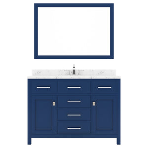 Virtu USA Caroline 48" Single Bath Vanity in Cashmere Gray with White Quartz Top and Square Sink with Polished Chrome Faucet with Matching Mirror - Luxe Bathroom Vanities