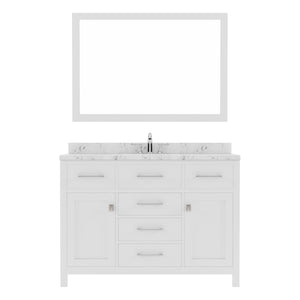 Virtu USA Caroline 48" Single Bath Vanity in Cashmere Gray with White Quartz Top and Square Sink with Polished Chrome Faucet with Matching Mirror - Luxe Bathroom Vanities