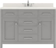 Virtu USA Caroline 48" Single Bath Vanity with White Quartz Top and Round Sink - Luxe Bathroom Vanities