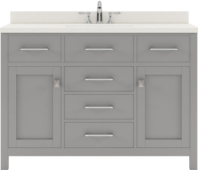 Virtu USA Caroline 48" Single Bath Vanity with White Quartz Top and Round Sink - Luxe Bathroom Vanities