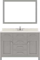Virtu USA Caroline 48" Single Bath Vanity with Dazzle White Top and Round Sink with Mirror - Luxe Bathroom Vanities