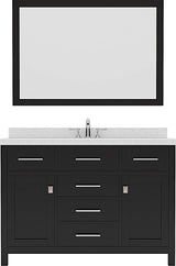 Virtu USA Caroline 48" Single Bath Vanity with Dazzle White Quartz Top and Round Sink with Brushed Nickel Faucet with Matching Mirror - Luxe Bathroom Vanities