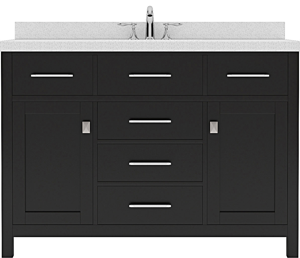 Virtu USA Caroline 48" Single Bath Vanity in Espresso with Dazzle White Top and Round Sink - Luxe Bathroom Vanities Luxury Bathroom Fixtures Bathroom Furniture