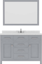 Virtu USA Caroline 48" Single Bath Vanity with Dazzle White Quartz Top and Round Sink with Brushed Nickel Faucet with Matching Mirror - Luxe Bathroom Vanities