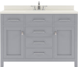 Virtu USA Caroline 48" Single Bath Vanity with White Quartz Top and Round Sink - Luxe Bathroom Vanities