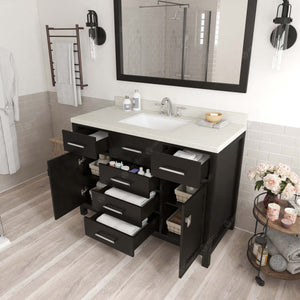 Virtu USA Caroline 48" Single Bath Vanity with White Quartz Top and Square Sink with Matching Mirror