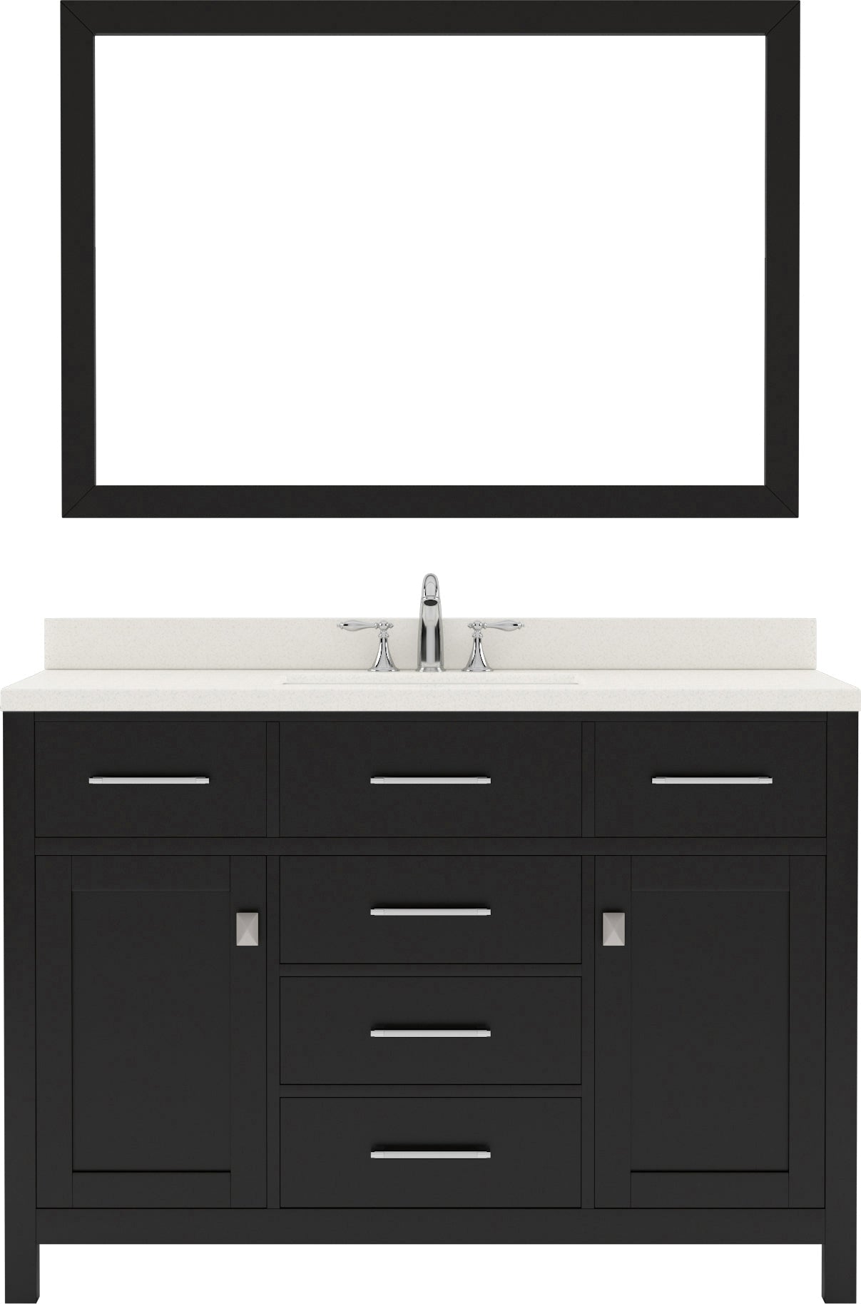 Virtu USA Caroline 48" Single Bath Vanity with White Quartz Top and Square Sink with Matching Mirror - Luxe Bathroom Vanities
