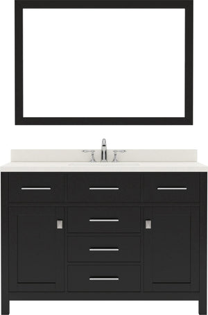 Virtu USA Caroline 48" Single Bath Vanity with White Quartz Top and Square Sink with Matching Mirror - Luxe Bathroom Vanities