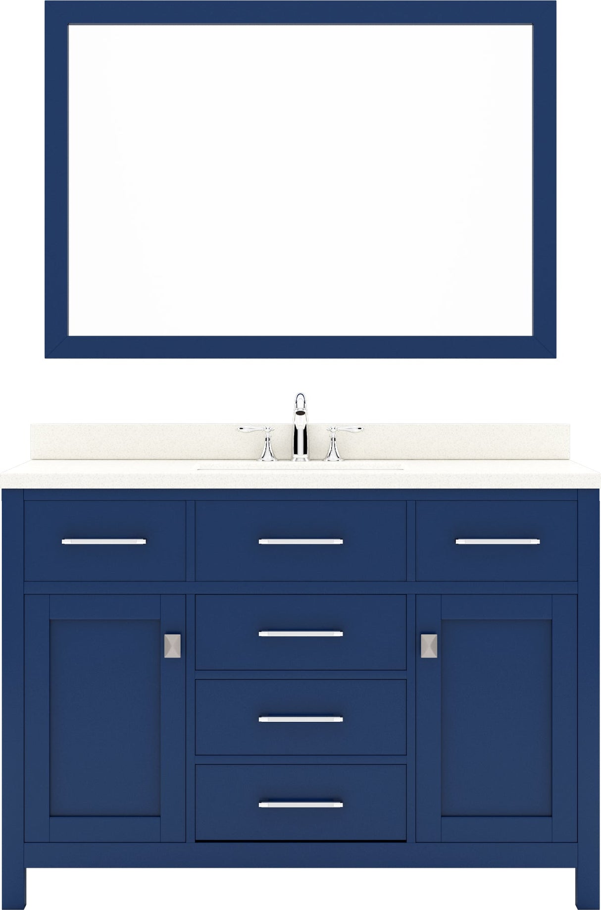 Virtu USA Caroline 48" Single Bath Vanity with White Quartz Top and Square Sink with Matching Mirror - Luxe Bathroom Vanities