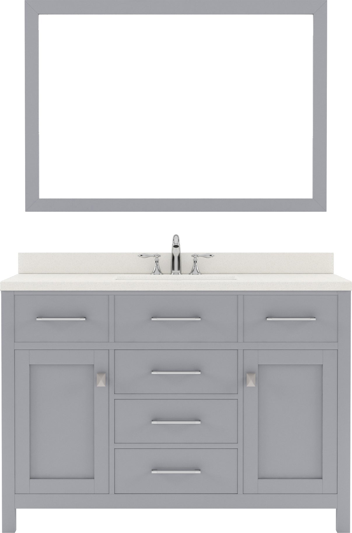 Virtu USA Caroline 48" Single Bath Vanity with White Quartz Top and Square Sink with Matching Mirror - Luxe Bathroom Vanities