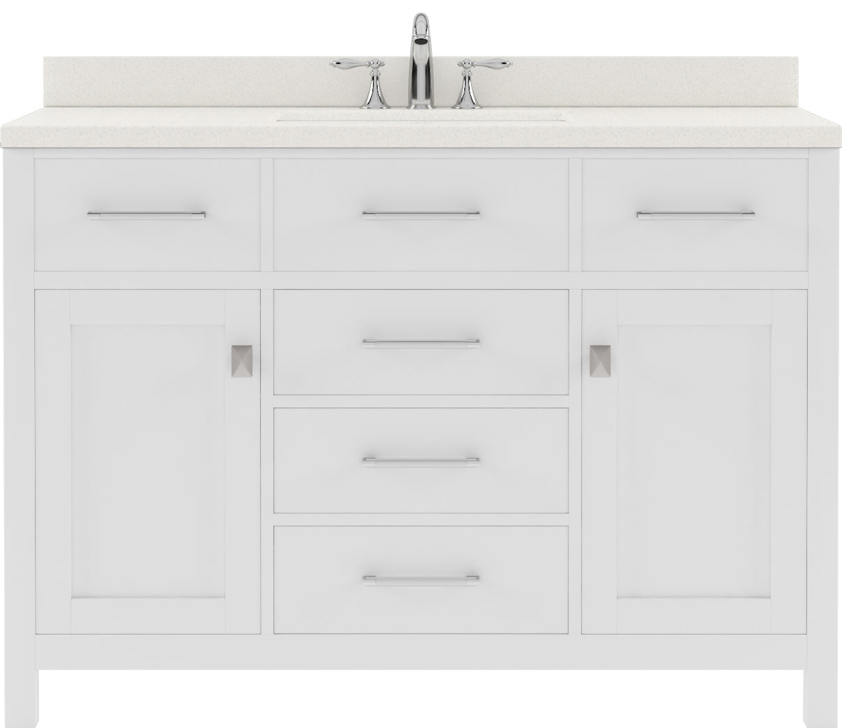 Virtu USA Caroline 48" Single Bath Vanity with White Quartz Top and Square Sink with Matching Mirror
