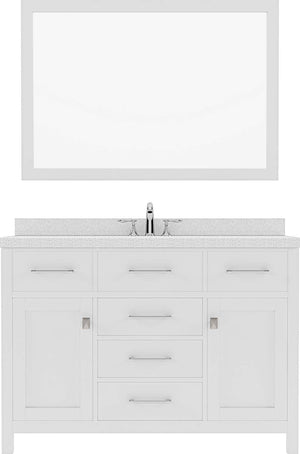 Virtu USA Caroline 48" Single Bath Vanity with White Quartz Top and Square Sink with Matching Mirror - Luxe Bathroom Vanities