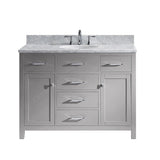 Virtu USA Caroline 48" Single Bath Vanity with White Marble Top and Round Sink - Luxe Bathroom Vanities