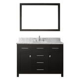 Virtu USA Caroline 48" Single Bath Vanity with White Marble Top and Round Sink with Brushed Nickel Faucet with Matching Mirror - Luxe Bathroom Vanities