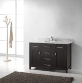 Virtu USA Caroline 48" Single Bath Vanity with White Marble Top and Round Sink