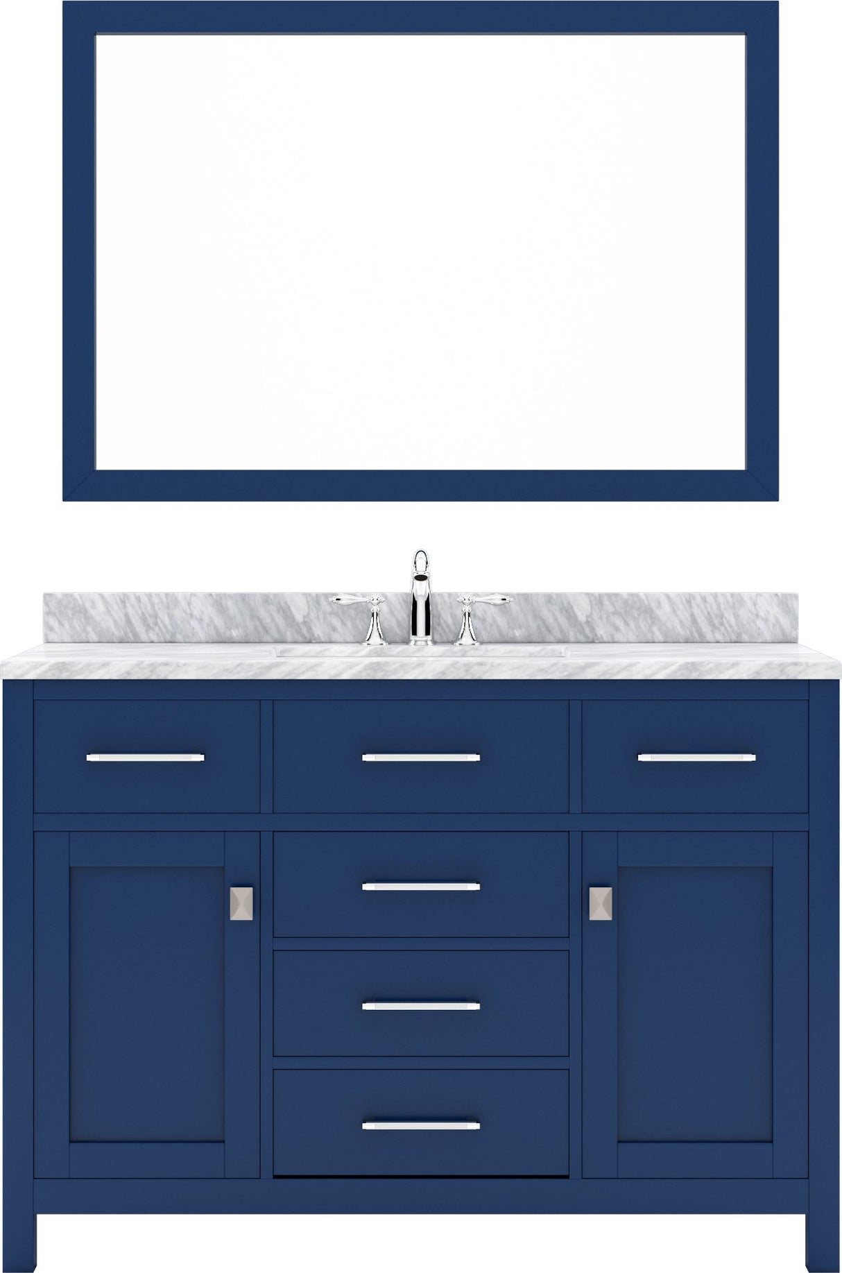 Virtu USA Caroline 48" Single Bath Vanity with White Marble Top and Round Sink with Matching Mirror - Luxe Bathroom Vanities