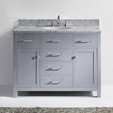 Virtu USA Caroline 48" Single Bath Vanity with White Marble Top and Round Sink