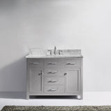 Virtu USA Caroline 48" Single Bath Vanity with White Marble Top and Square Sink