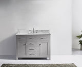 Virtu USA Caroline 48" Single Bath Vanity with White Marble Top and Square Sink