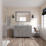 Virtu USA Caroline 48" Single Bath Vanity with White Marble Top and Square Sink with Matching Mirror