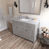 Virtu USA Caroline 48" Single Bath Vanity with White Marble Top and Square Sink with Matching Mirror