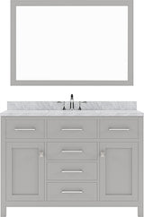 Virtu USA Caroline 48" Single Bath Vanity with White Marble Top and Square Sink with Matching Mirror - Luxe Bathroom Vanities