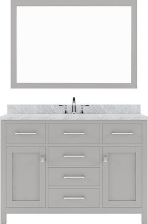 Virtu USA Caroline 48" Single Bath Vanity with White Marble Top and Square Sink with Matching Mirror - Luxe Bathroom Vanities