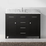 Virtu USA Caroline 48" Single Bath Vanity with White Marble Top and Square Sink