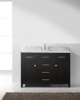 Virtu USA Caroline 48" Single Bath Vanity with White Marble Top and Square Sink