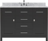 Virtu USA Caroline 48" Single Bath Vanity with White Marble Top and Square Sink with Brushed Nickel Faucet - Luxe Bathroom Vanities