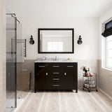 Virtu USA Caroline 48" Single Bath Vanity with White Marble Top and Square Sink with Matching Mirror