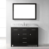 Virtu USA Caroline 48" Single Bath Vanity with White Marble Top and Square Sink with Matching Mirror