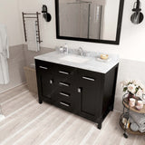 Virtu USA Caroline 48" Single Bath Vanity with White Marble Top and Square Sink with Matching Mirror