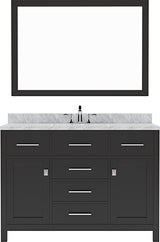 Virtu USA Caroline 48" Single Bath Vanity with White Marble Top and Square Sink with Matching Mirror - Luxe Bathroom Vanities
