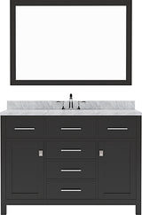 Virtu USA Caroline 48" Single Bath Vanity with Italian Carrara White Marble Top and Square Sink with Polished Chrome Faucet with Matching Mirror - Luxe Bathroom Vanities